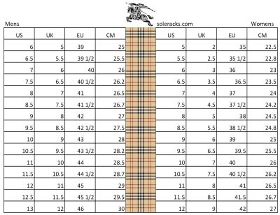 Burberry uk size chart